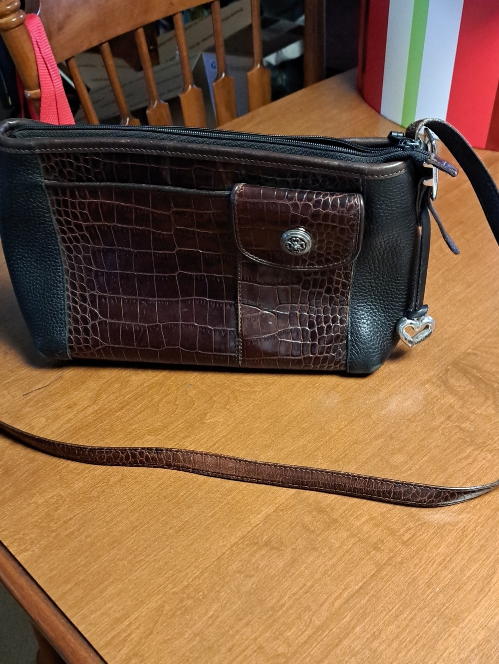 Brighton Croc-Embossed Leather Crossbody Bag